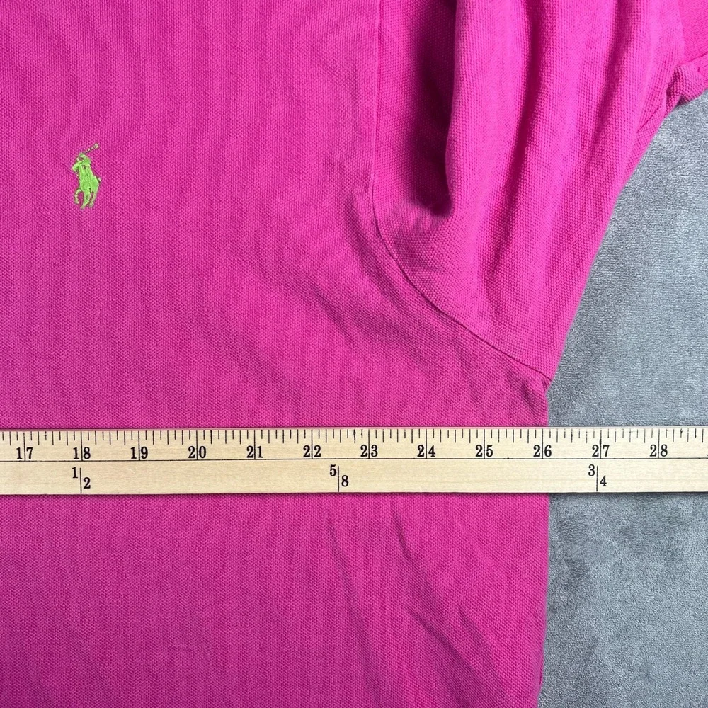 Polo Ralph Lauren Mens 2XLT Tall Pink Short Sleeve Cotton Mesh Polo Green Pony
